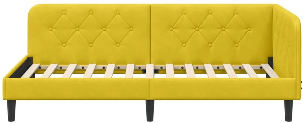 Lova Kampinė lovos konstrukcija Geltona 90 x 190 cm Aksomas