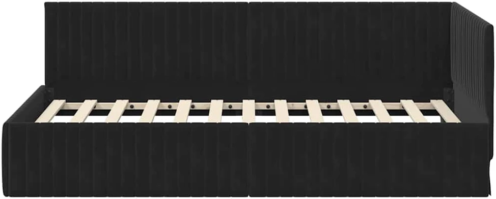 Lova Kampinė lovos konstrukcija Juoda 100 cm x 200 cm Aksomas