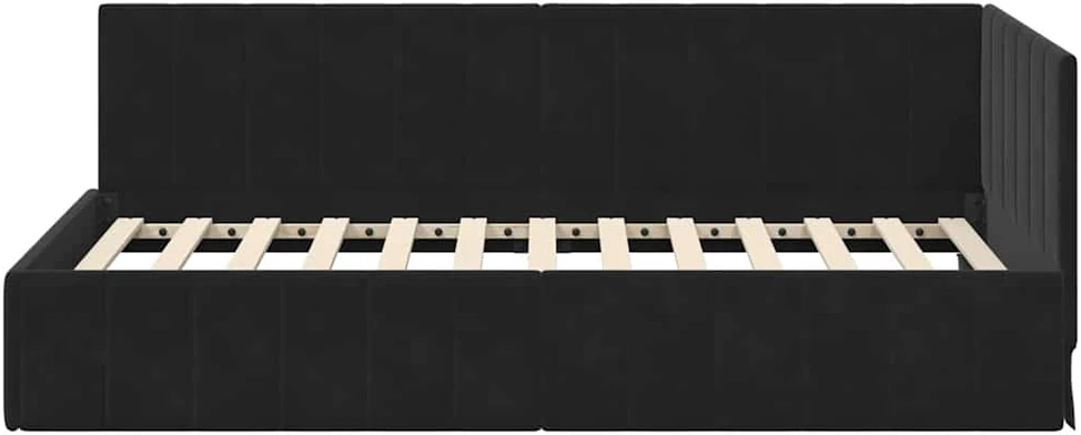 Lova Kampinė lovos konstrukcija Juoda 100 cm x 200 cm Aksomas