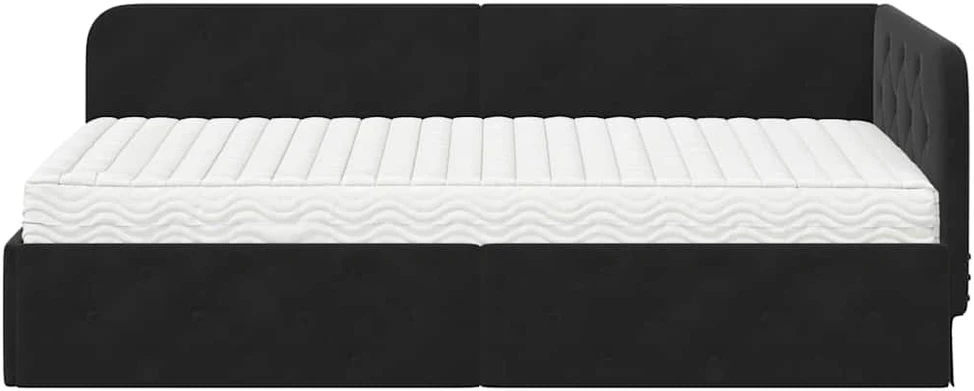 Lova Kampinė lovos konstrukcija Juodas 100 x 200 cm Aksomas