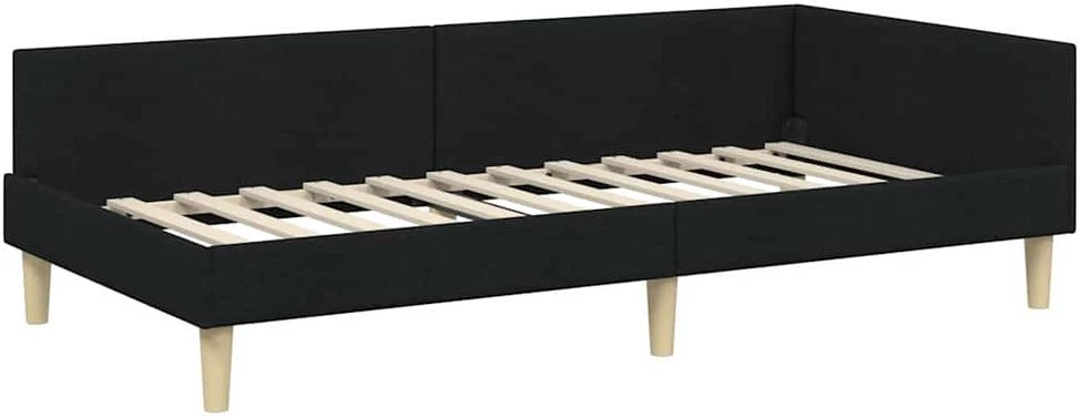 Lova Kampinė lovos konstrukcija Juodas 100 x 200 cm audinys