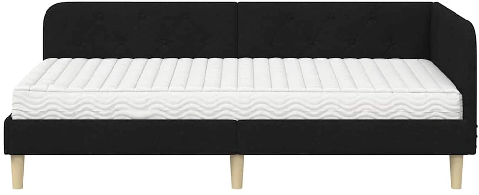 Lova Kampinė lovos konstrukcija Juodas 100 x 200 cm audinys