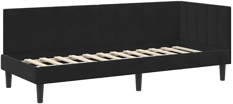 Lova Kampinė lovos konstrukcija Juoda 80 cm x 200 cm Aksomas