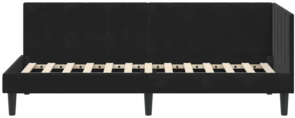 Lova Kampinė lovos konstrukcija Juoda 80 cm x 200 cm Aksomas