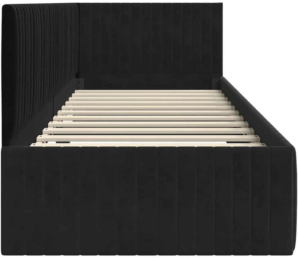 Lova Kampinė lovos konstrukcija Juoda 80 cm x 200 cm Aksomas