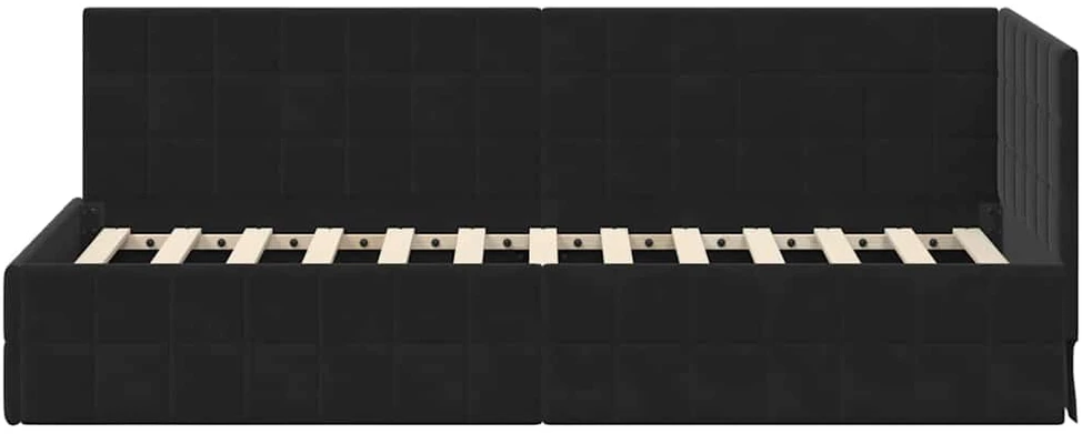 Lova Kampinė lovos konstrukcija Juoda 80 cm x 200 cm Aksomas