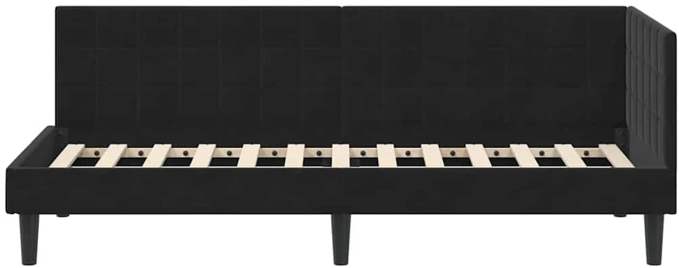 Lova Kampinė lovos konstrukcija Juoda 80 cm x 200 cm Aksomas