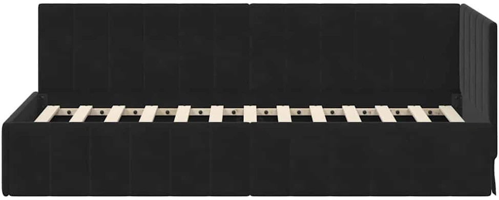 Lova Kampinė lovos konstrukcija Juoda 80 cm x 200 cm Aksomas