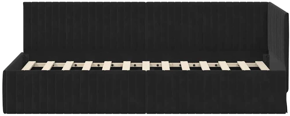 Lova Kampinė lovos konstrukcija Juoda 80 cm x 200 cm Aksomas
