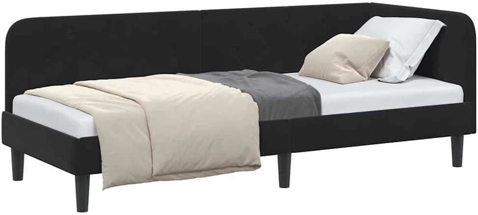 Lova Kampinė lovos konstrukcija Juodas 80 x 200 cm Aksomas