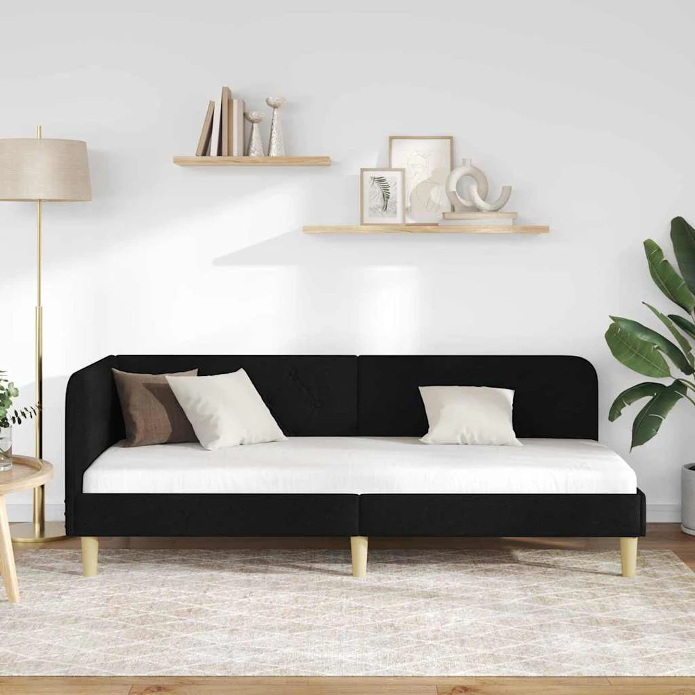 Lova Kampinė lovos konstrukcija Juodas 80 x 200 cm audinys