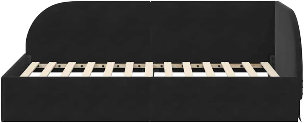 Lova Kampinė lovos konstrukcija Juoda 90 cm x 190 cm Aksomas