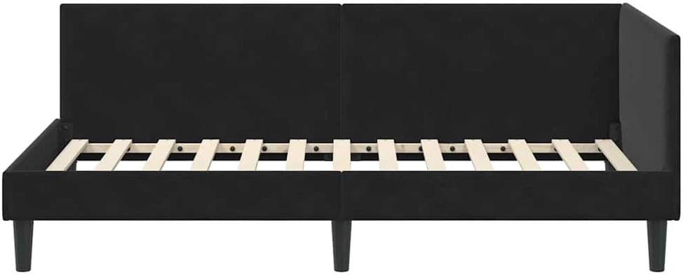 Lova Kampinė lovos konstrukcija Juoda 90 cm x 200 cm Aksomas
