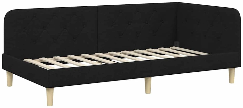 Lova Kampinė lovos konstrukcija Juodas 90 x 200 cm audinys