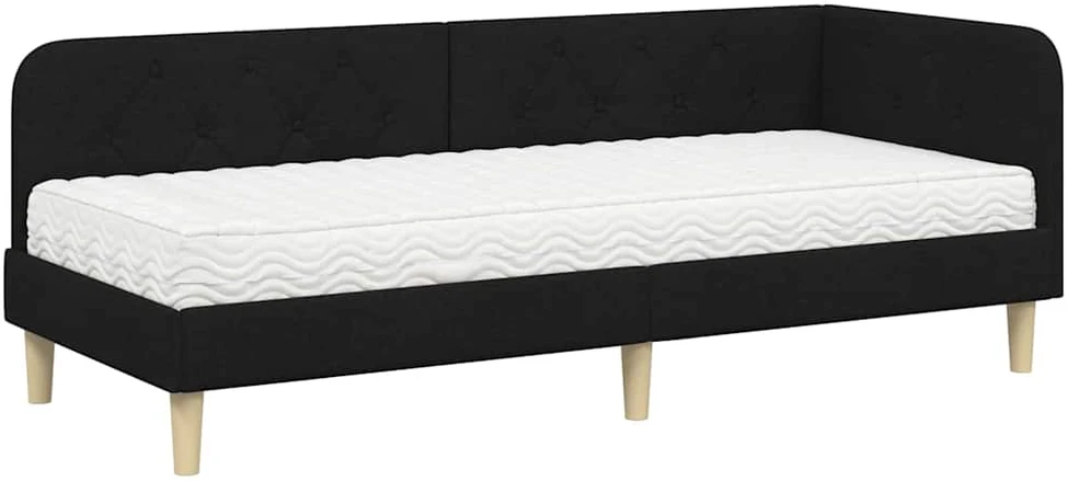 Lova Kampinė lovos konstrukcija Juodas 80 x 200 cm audinys