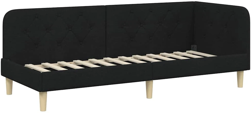 Lova Kampinė lovos konstrukcija Juodas 80 x 200 cm audinys