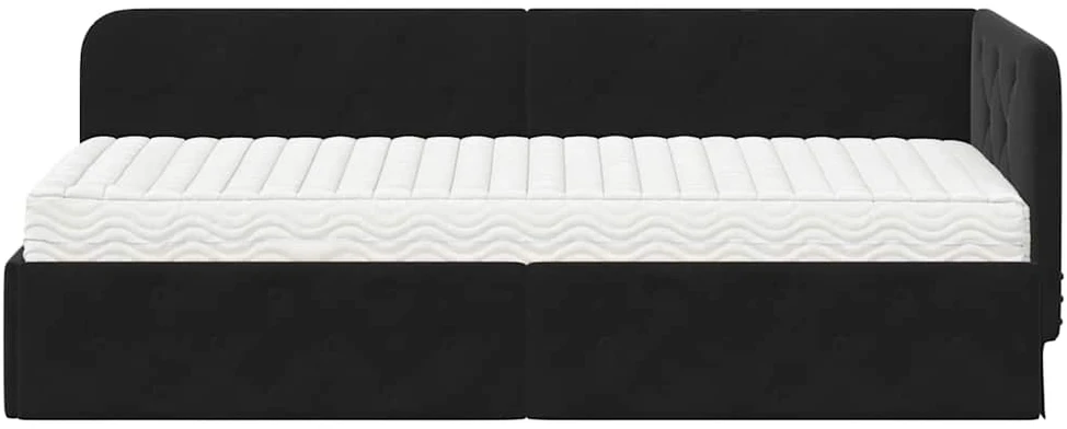 Lova Kampinė lovos konstrukcija Juodas 80 x 200 cm Aksomas