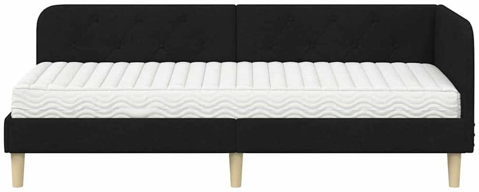 Lova Kampinė lovos konstrukcija Juodas 80 x 200 cm audinys