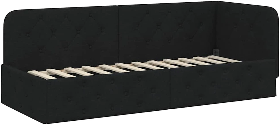 Lova Kampinė lovos konstrukcija Juodas 80 x 200 cm audinys