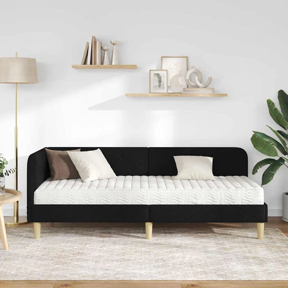 Lova Kampinė lovos konstrukcija Juodas 80 x 200 cm audinys