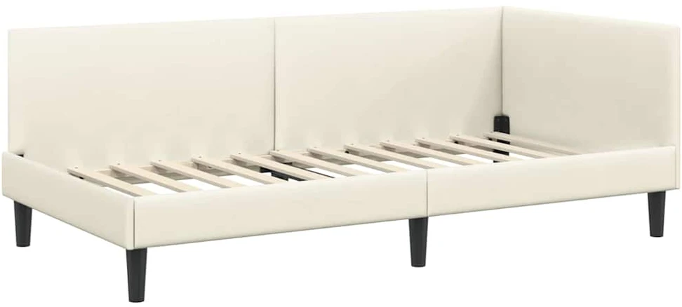 Lova Kampinė lovos konstrukcija Kreminė 100 cm x 200 cm Aksomas