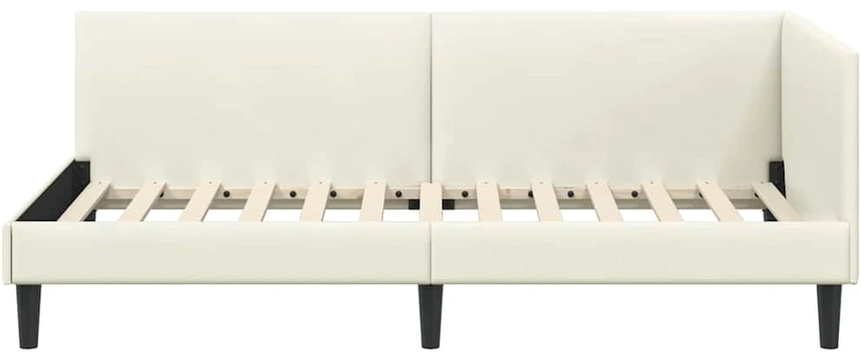 Lova Kampinė lovos konstrukcija Kreminė 100 cm x 200 cm Aksomas