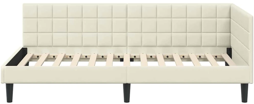 Lova Kampinė lovos konstrukcija Kreminė 100 cm x 200 cm Aksomas