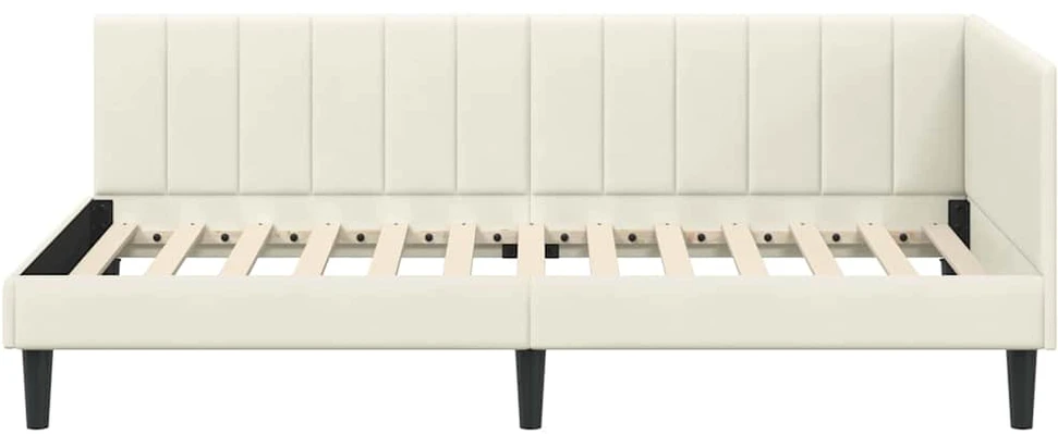 Lova Kampinė lovos konstrukcija Kreminė 100 cm x 200 cm Aksomas