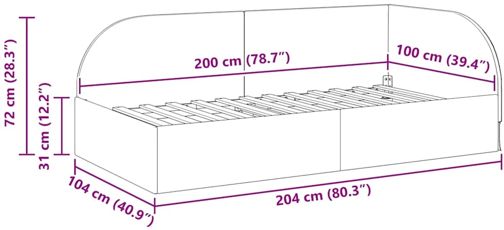 Lova Kampinė lovos konstrukcija Kreminė 100 cm x 200 cm Aksomas