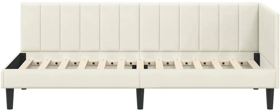 Lova Kampinė lovos konstrukcija Kreminė 80 cm x 200 cm Aksomas