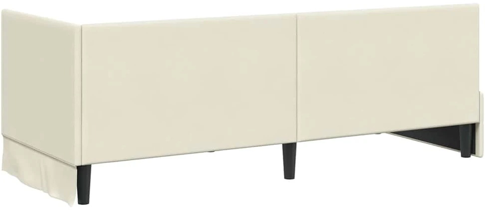 Lova Kampinė lovos konstrukcija Kreminė 80 cm x 200 cm Aksomas