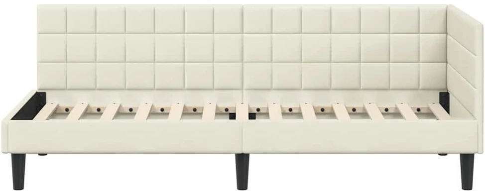 Lova Kampinė lovos konstrukcija Kreminė 80 x 200 cm Aksomas