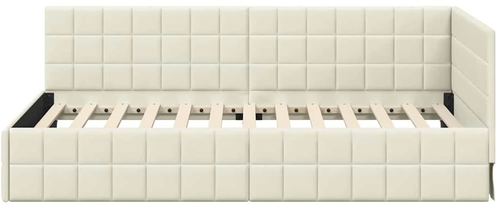 Lova Kampinė lovos konstrukcija Kreminė 90 cm x 200 cm Aksomas