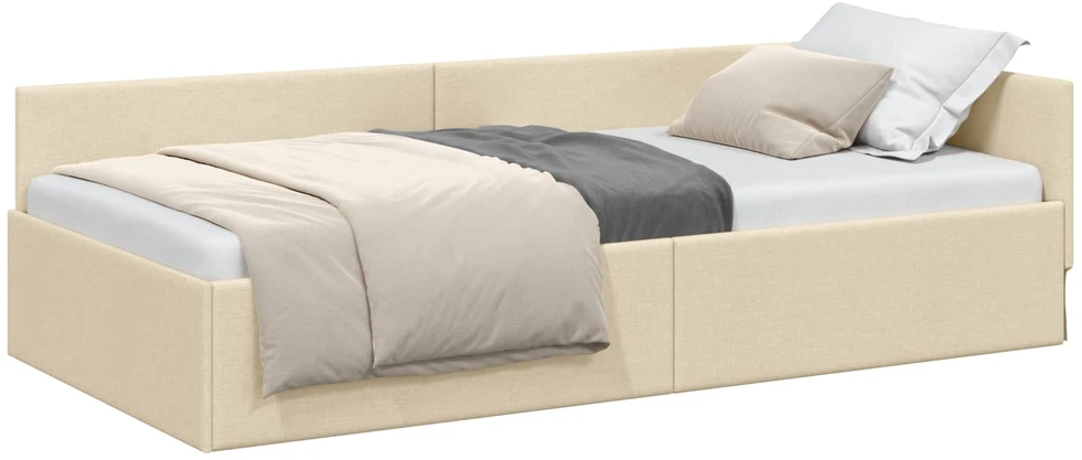 Lova Kampinė lovos konstrukcija Kreminė 90 cm x 200 cm audinys