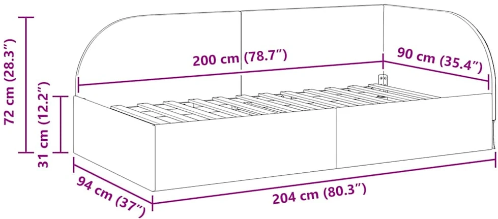 Lova Kampinė lovos konstrukcija Kreminė 90 cm x 200 cm Aksomas