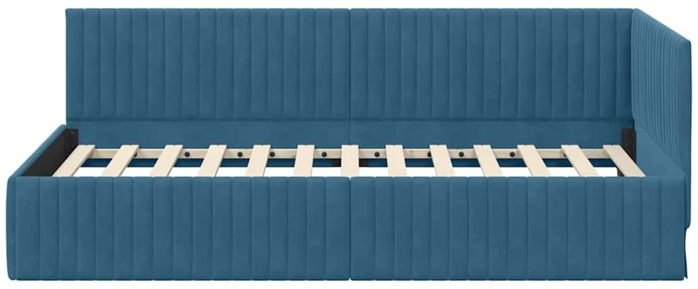 Lova Kampinė lovos konstrukcija Mėlyna 100 cm x 200 cm Aksomas