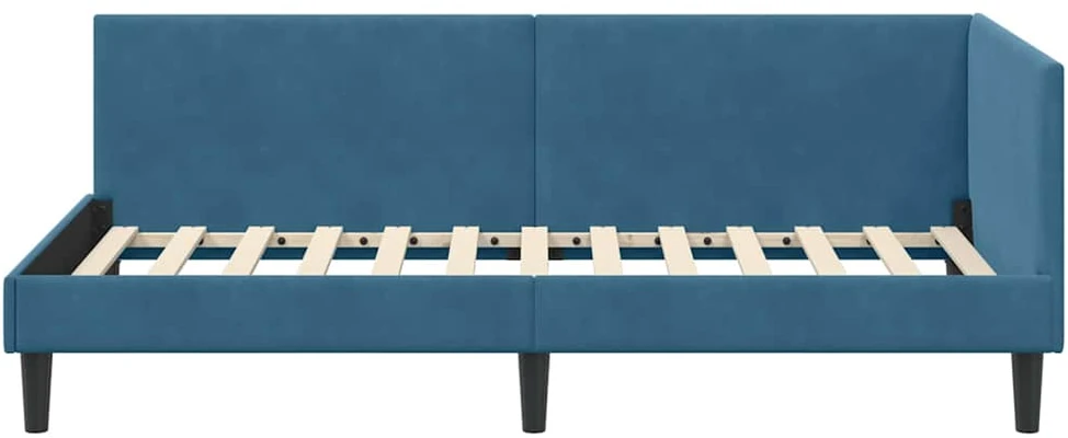 Lova Kampinė lovos konstrukcija Mėlyna 100 cm x 200 cm Aksomas