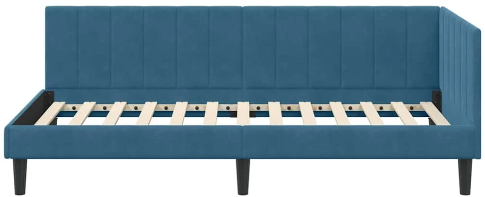 Lova Kampinė lovos konstrukcija Mėlyna 100 cm x 200 cm Aksomas