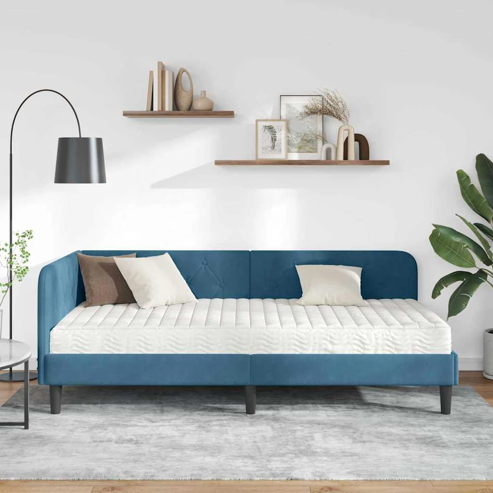 Lova Kampinė lovos konstrukcija Mėlyna 100 x 200 cm Aksomas