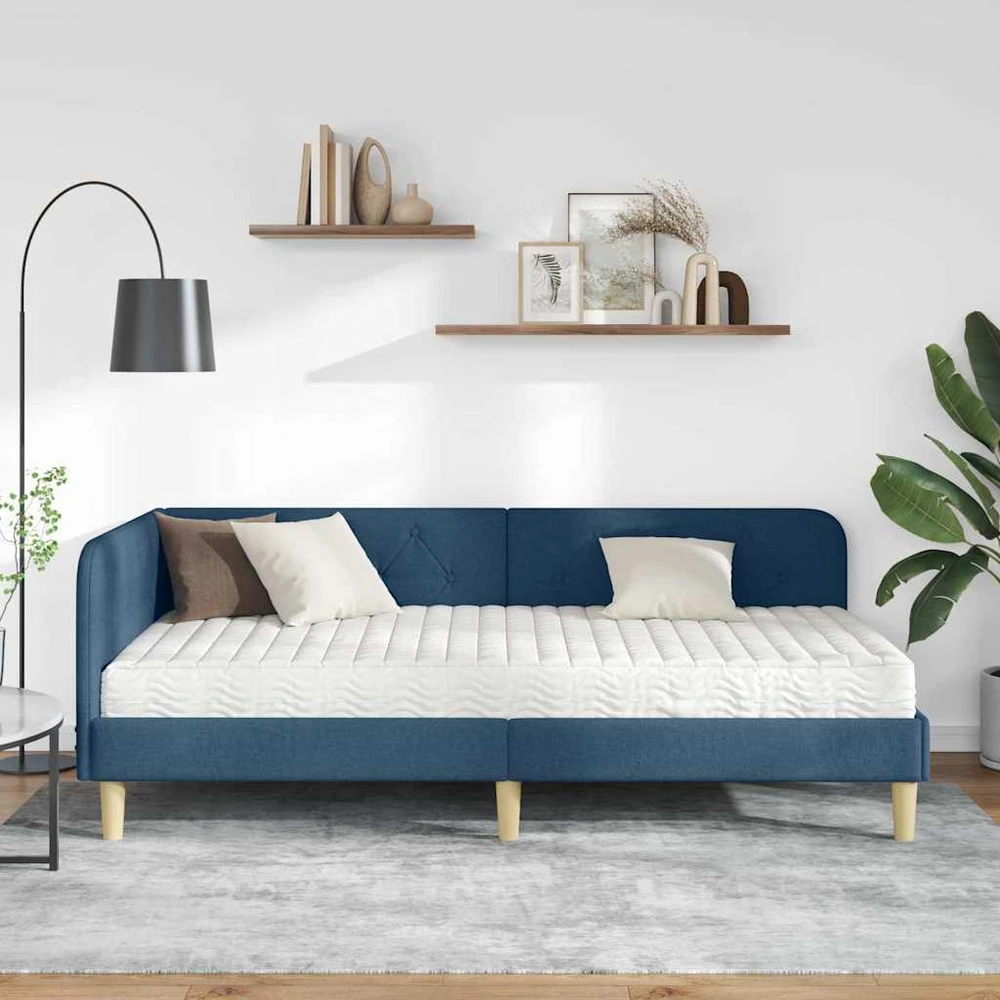 Lova Kampinė lovos konstrukcija Mėlyna 100 x 200 cm audinys