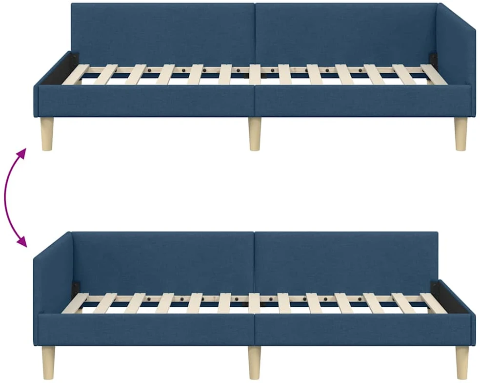 Lova Kampinė lovos konstrukcija Mėlyna 100 x 200 cm audinys
