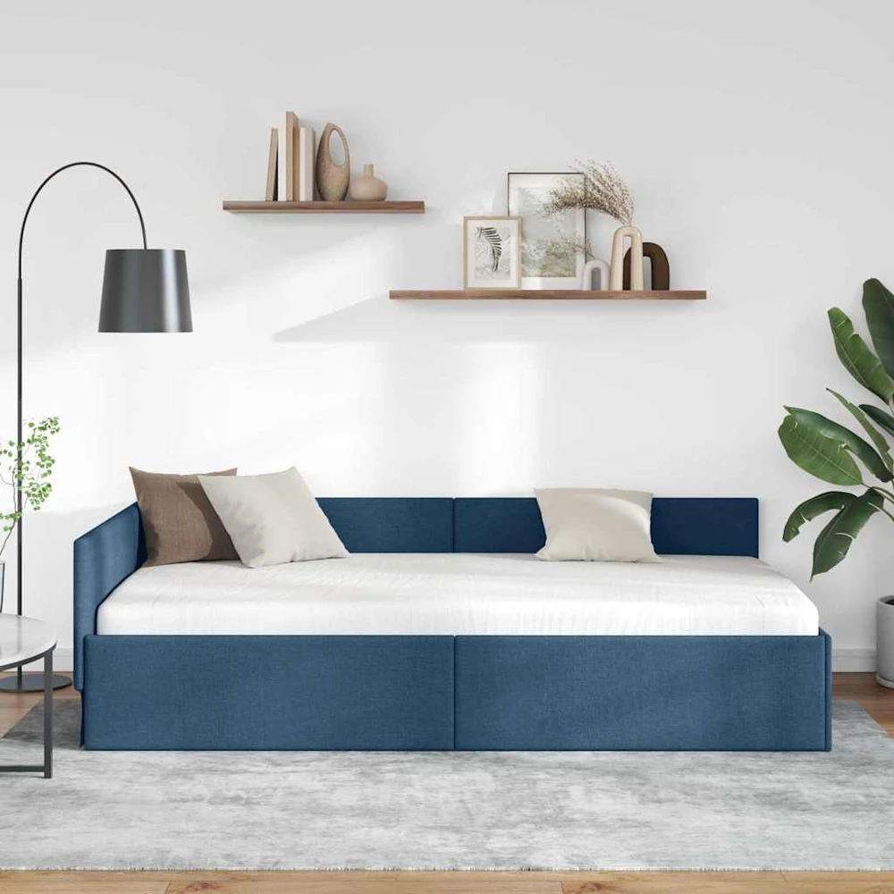 Lova Kampinė lovos konstrukcija Mėlyna 80 cm x 200 cm audinys