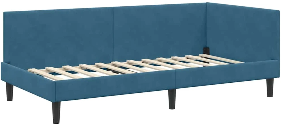 Lova Kampinė lovos konstrukcija Mėlyna 80 cm x 200 cm Aksomas