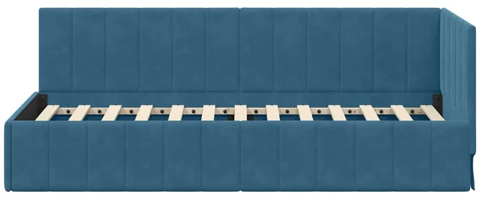 Lova Kampinė lovos konstrukcija Mėlyna 80 cm x 200 cm Aksomas