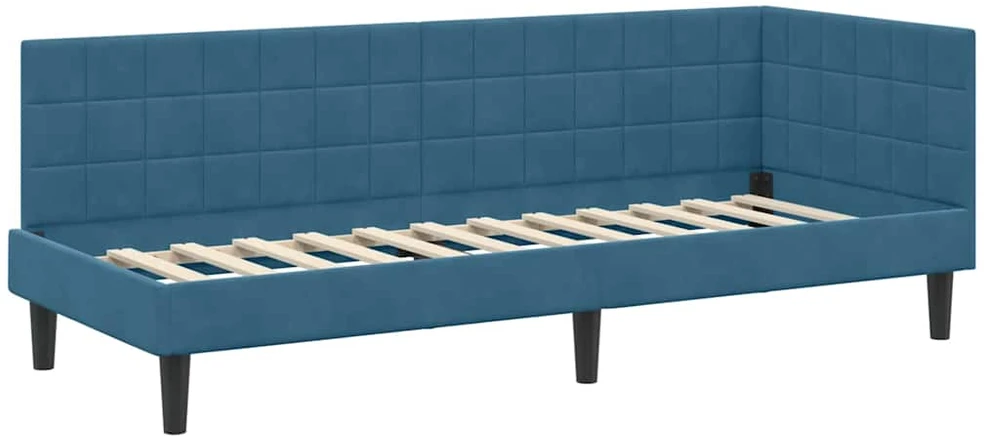 Lova Kampinė lovos konstrukcija Mėlyna 80 cm x 200 cm Aksomas