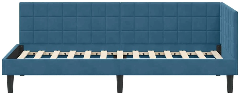 Lova Kampinė lovos konstrukcija Mėlyna 80 cm x 200 cm Aksomas