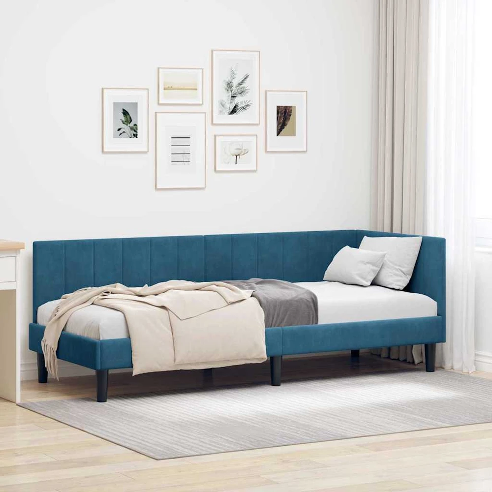Lova Kampinė lovos konstrukcija Mėlyna 80 cm x 200 cm Aksomas