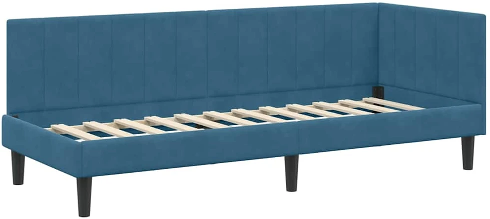 Lova Kampinė lovos konstrukcija Mėlyna 80 cm x 200 cm Aksomas
