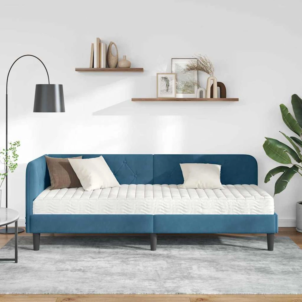 Lova Kampinė lovos konstrukcija Mėlyna 80 x 200 cm Aksomas