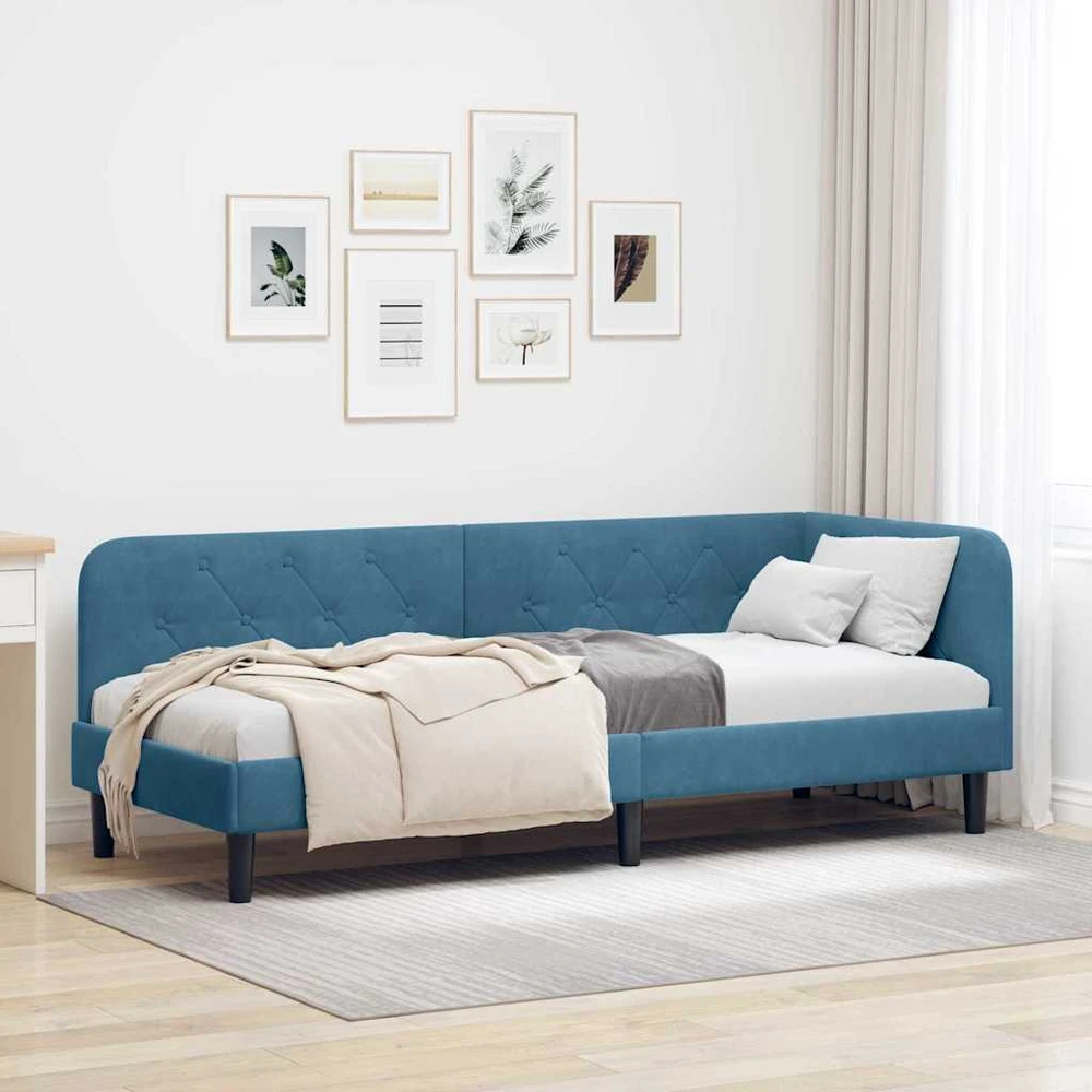 Lova Kampinė lovos konstrukcija Mėlyna 80 x 200 cm Aksomas